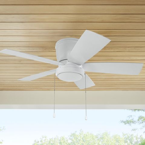 Arleigh 44 In. Indoor/Outdoor Wet Rated White Low Profile Ceiling Fan ... within Modern Outdoor Ceiling Fan With White Finish