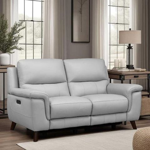 Armen Living Lizette Dark Brown Wood And Dove Grey Genuine Leather ... for Styling Your Space with the Lizette Contemporary Loveseat