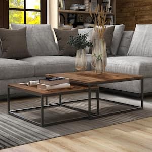 Armen Living Rina Concrete And Black Metal 2-Piece Nesting Coffee Table ... for A Closer Look at the Durable Design of the Mendel Nesting Table Set