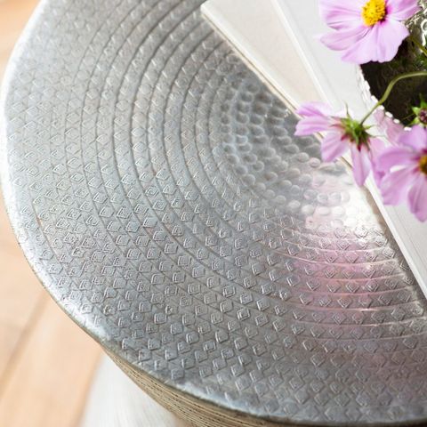 Artisan Antique Silver Drum Side Table | Sides Tables | Furniture pertaining to Home Square 2-Piece Set With Drum Table And Drum Side Table In In Silver