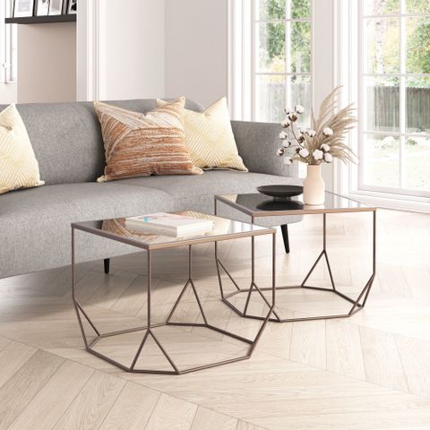 Arzon Coffee Table Set (2-Piece) Bronze Coffee Table, Modern Style ... intended for Exploring Durability and Design in the Arzon Bronze Coffee Table Collection