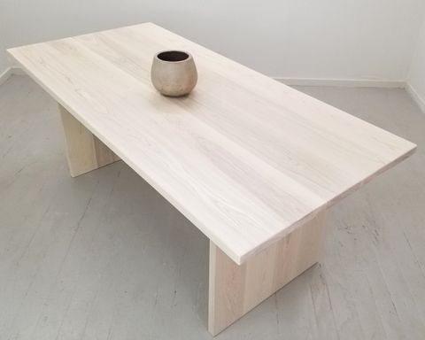 Ash Wood Furniture with Ash Solid Wood Rock Coffee Table, White Color/ Table 27.6"+ Coffee Table