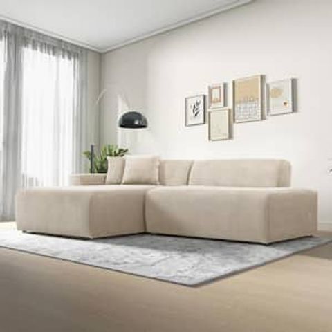 Ashcroft Furniture Co Delphine 101.6 In. Square Arm 2-Piece L Shaped ... pertaining to L-Shaped Corduroy Sectional Sofa With 6 Pillows In Gray