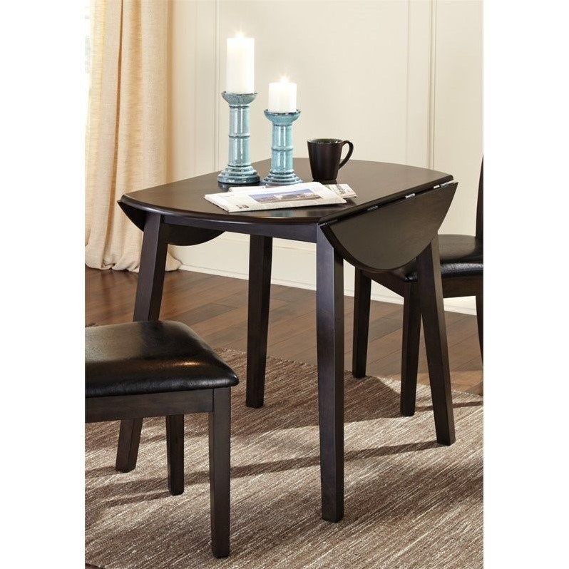 Ashley Furniture Hammis Round Drop Leaf Dining Table In Dark Brown ... for Styling Your Dining Area with the Hammis Round Drop Leaf Table