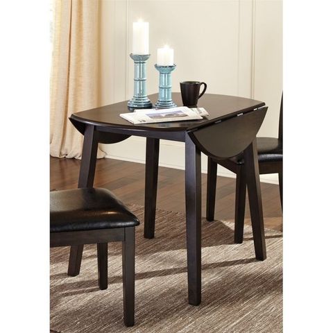 Ashley Furniture Hammis Round Drop Leaf Dining Table In Dark Brown ... for Styling Your Dining Area with the Hammis Round Drop Leaf Table