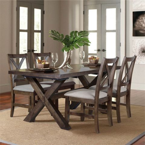Astoria Mocha Brown Wood 80-Inch Trestle Dining Table - Transitional ... regarding Astoria Trestle Table