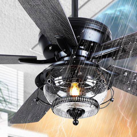 Asyko Outdoor Ceiling Fans With Light And Remote - 52 Inch Waterproof ... within Understanding weatherproof ceiling fan ratings for outdoor pool spaces