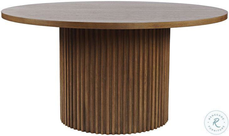 Auden Chestnut Fluted Pedestal 60&quot; Round Dining Table From Jofran ... throughout How the Terra Dark Brown Wood Table Elevates Your Dining Space