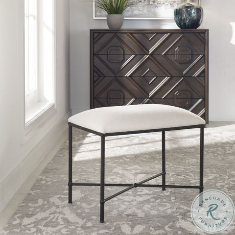 Avenham Black And White Small Framed Bench From Uttermost | Coleman ... within Uttermost Avenham Small Black Framed Bench 23680