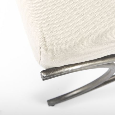 Ayla 55Lx17.6Wx18H Cream Fabric Seat With Antique Nickel Frame Bench ... pertaining to The Ayla Bench A Seamless Blend of Modern Style and Enduring Comfort