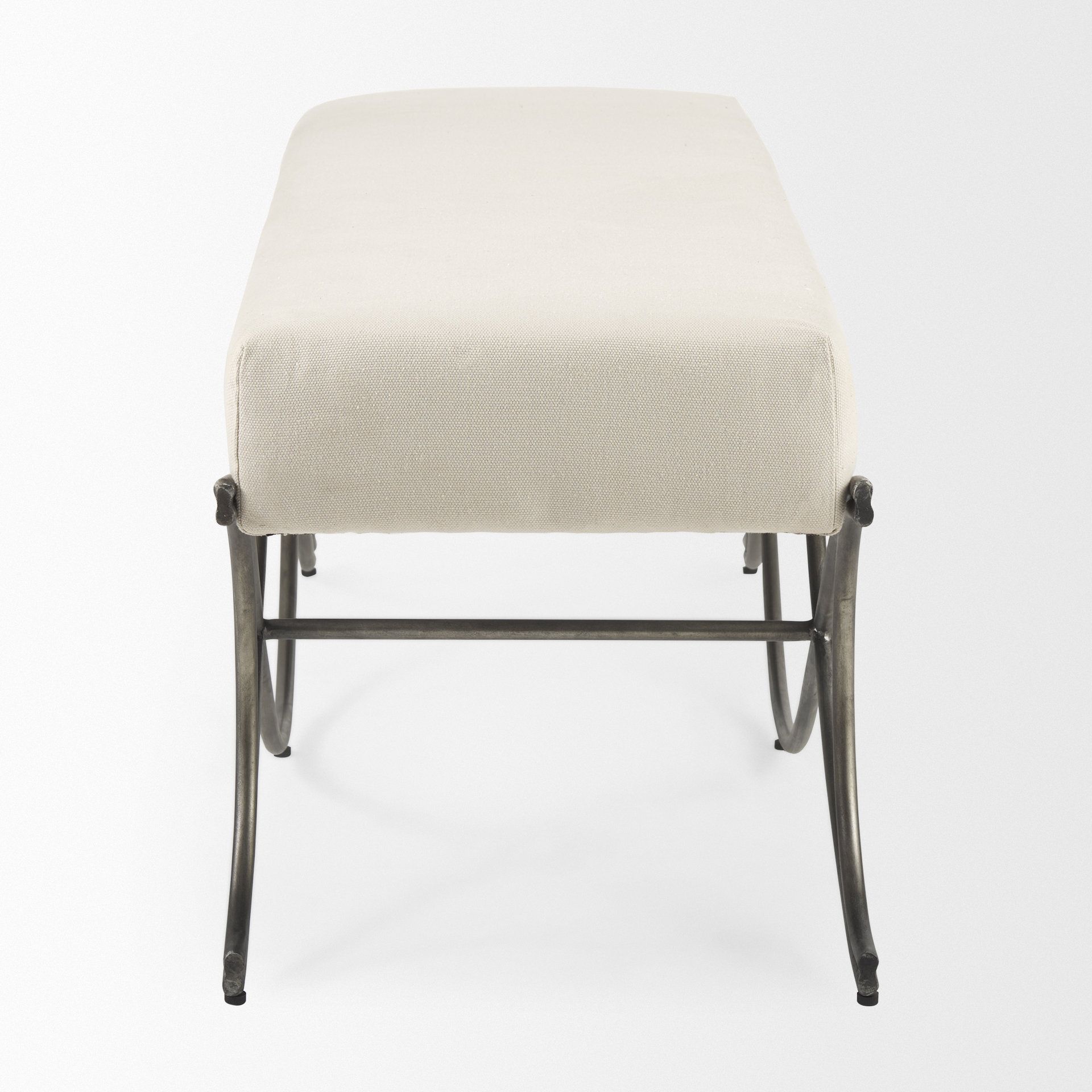 Ayla 55Lx17.6Wx18H Cream Fabric Seat With Antique Nickel Frame Bench ... with The Ayla Bench A Seamless Blend of Modern Style and Enduring Comfort