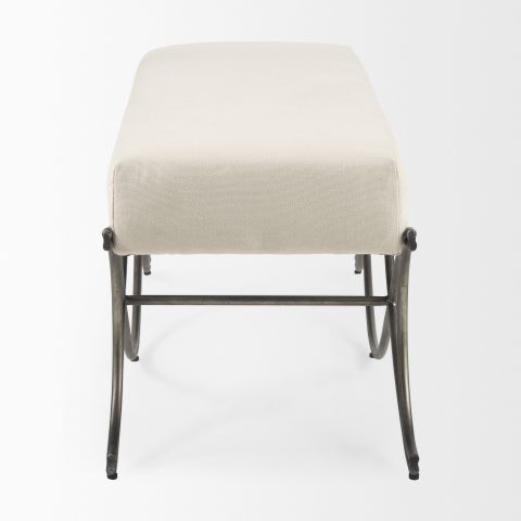 Ayla 55Lx17.6Wx18H Cream Fabric Seat With Antique Nickel Frame Bench ... with The Ayla Bench A Seamless Blend of Modern Style and Enduring Comfort
