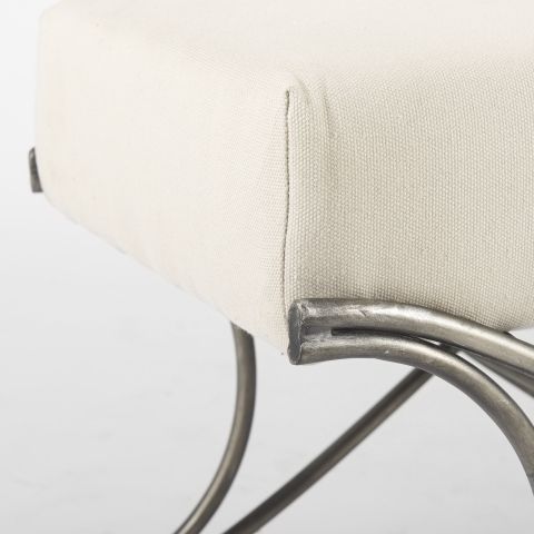 Ayla 55Lx17.6Wx18H Cream Fabric Seat With Antique Nickel Frame Bench ... within The Ayla Bench A Seamless Blend of Modern Style and Enduring Comfort