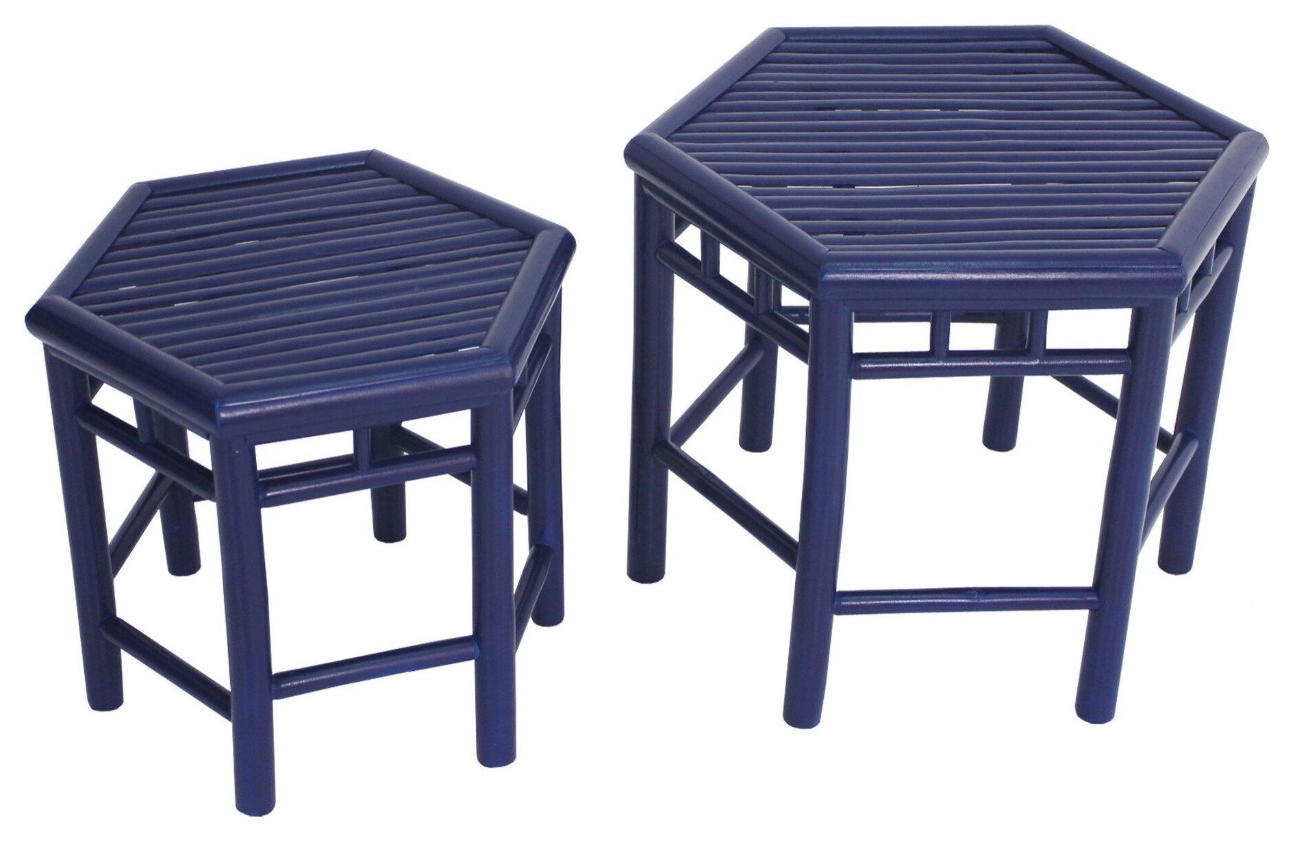 Bamboo End Table, 2-Piece Set, Royal Blue - Contemporary - Side Tables ... with Bamboo Side Table, 2-Piece Set