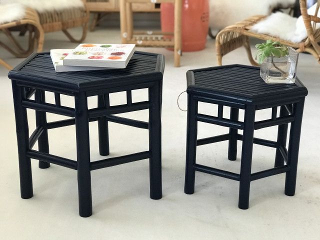 Bamboo End Table, 2-Piece Set, Royal Blue - Contemporary - Side Tables ... with Elevate Your Decor with the Natural Beauty of Bamboo Side Tables