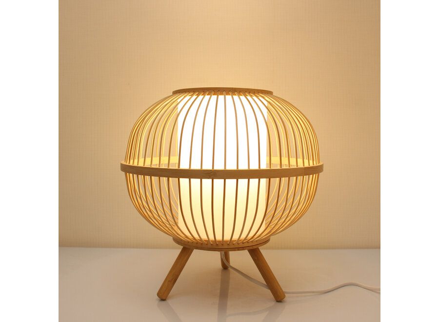 Bamboo Table Lamp Natural Handmade - Mila D21.5Xh35Cm - Fine Asianliving for Handmade Bamboo Table With Rod, Natural
