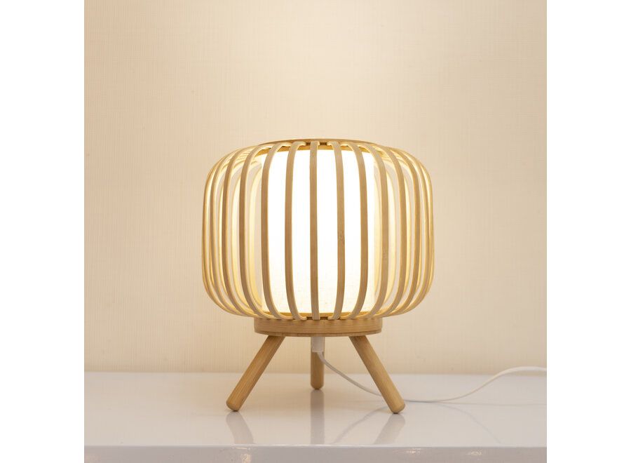 Bamboo Table Lamp Natural Handmade - Mila D21.5Xh35Cm - Fine Asianliving for Handmade Bamboo Table With Rod, Natural