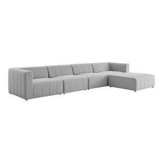Bartlett Upholstered Fabric 5-Piece Sectional Sofa Light Gray ... for Integrating Bhutan Sofa Light Gray into Your Interior Design Palette