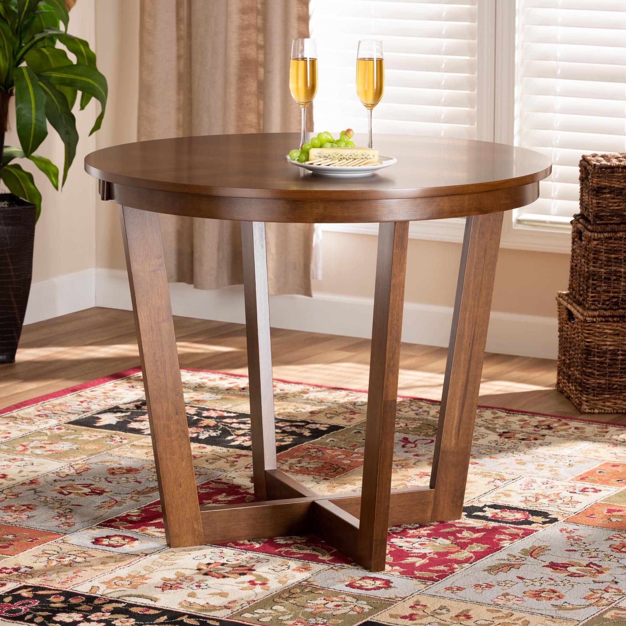Baxton Studio Alayna Modern And Contemporary Walnut Brown Finished 35 ... pertaining to Elevate Your Space with a 35-Inch Walnut Round Table