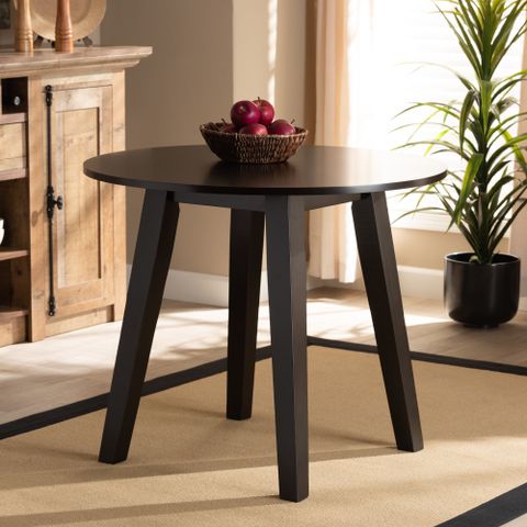 Baxton Studio Ela Modern And Contemporary Dark Brown Finished 35-Inch-Wide Round Wood Dining ... intended for Baxton Studio Ela Walnut Finished 35-Inch-Wide Round Wood Dining Table
