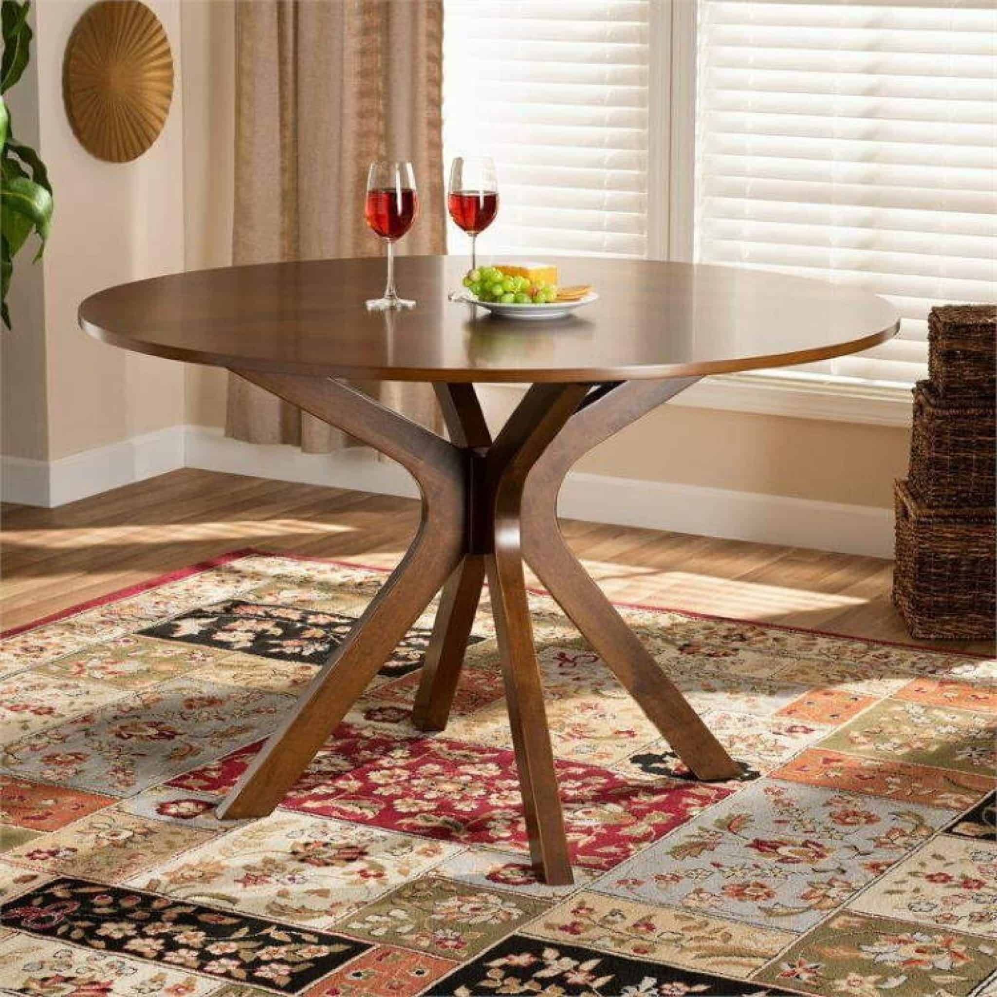 Baxton Studio Kenji Walnut Finished 48-Inch-Wide Round Wood Dining ... with regard to Affordable Dining Table For Modern Homes