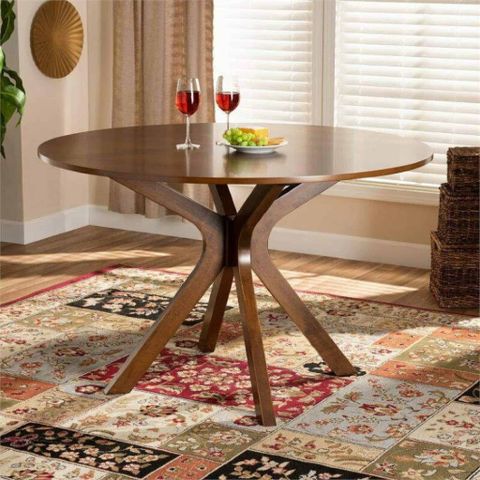 Baxton Studio Kenji Walnut Finished 48-Inch-Wide Round Wood Dining ... with regard to Affordable Dining Table For Modern Homes