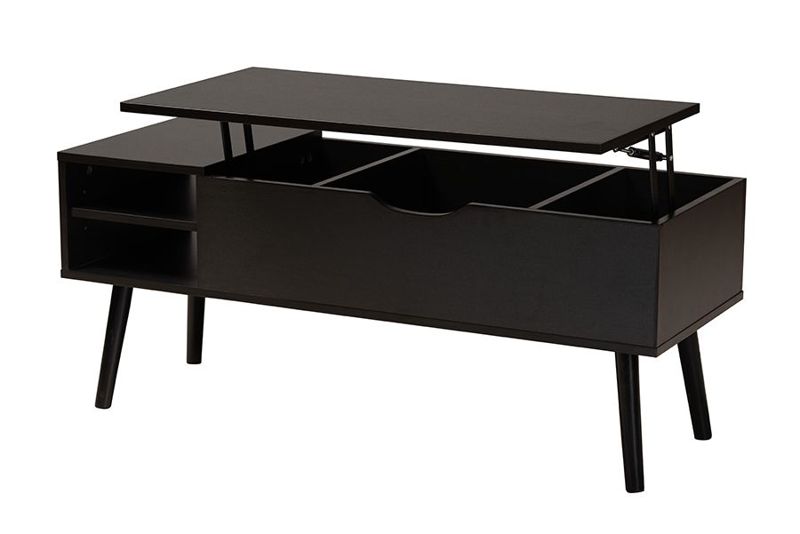 Baxton Studio Roden Modern Two-Tone Black And Espresso Brown Finished ... regarding Rediscovering the Charm of Mid-Century Modern Coffee Tables