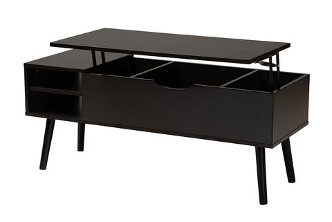Baxton Studio Roden Modern Two-Tone Black And Espresso Brown Finished ... regarding Rediscovering the Charm of Mid-Century Modern Coffee Tables