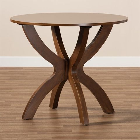 Baxton Studio Tilde Walnut Finished 35-Inch-Wide Round Wood Dining Table | Homesquare pertaining to Styling Your Home with the Versatile Ela Walnut Dining Table