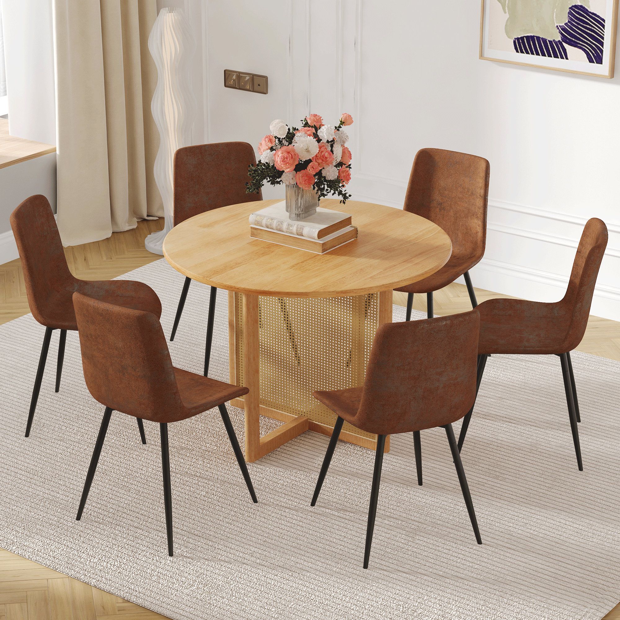 Bay Isle Home™ Natural Wood 42 Inch Rubber Wood Round Dining Table With ... intended for Rubber Wood Round Dining Table, Dark Gray