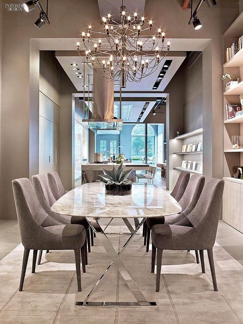 Beautiful And Very Delicate Long Dining Table With Metal Base And ... inside How Mirror Base Dining Tables Transform Contemporary Kitchen Spaces