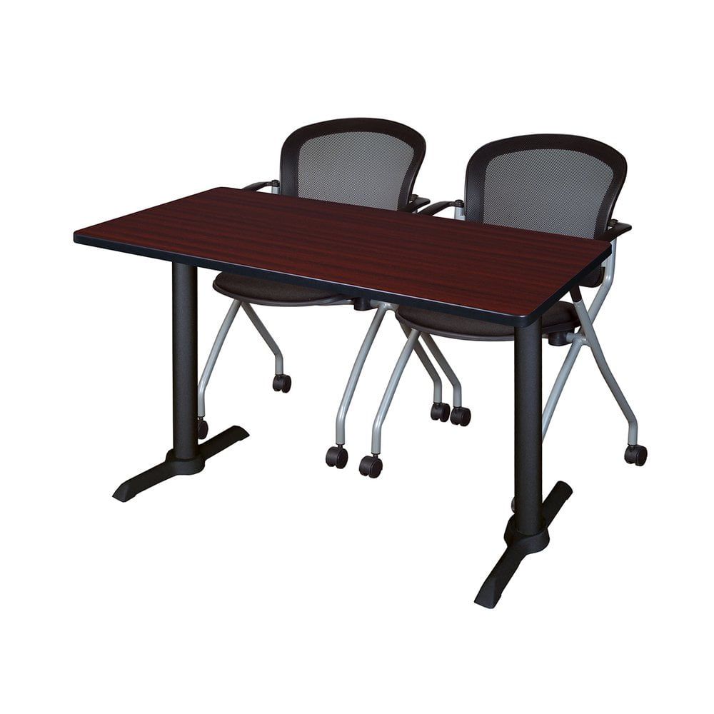 Belen Kox Cain 48&quot; X 24&quot; Training Table- Mahogany &amp; 2 Cadence Nesting Chairs- Black - Walmart.com throughout Carved Nesting Tables, Belen Kox