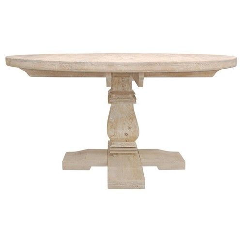 Benedict 58&quot; Round Dining Table In Solid Mango Wood With Distressed ... for Benedict 58&quot; Round Dining Table In Solid Mango Wood With White Wash Finish