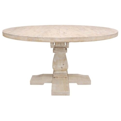 Benedict 58&quot; Round Dining Table In Solid Mango Wood With Distressed ... throughout Styling Tips for Your Benedict 58&quot; Round Dining Table