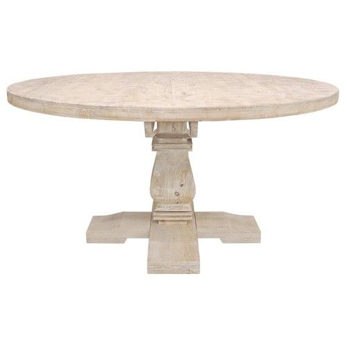 Benedict 58&quot; Round Dining Table In Solid Mango Wood With Distressed White Wash | Ebay regarding Styling Tips for Your Benedict 58&quot; Round Dining Table