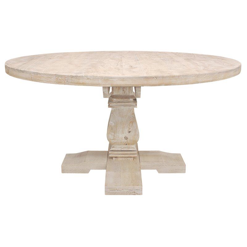 Benedict 58&quot; Round Dining Table In Solid Mango Wood With Distressed White Wash - Walmart.com regarding Benedict 58&quot; Round Dining Table In Solid Mango Wood With White Wash Finish