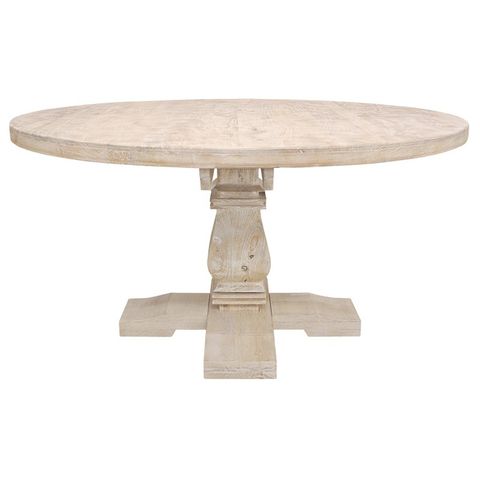 Benedict 58" Round Dining Table In Solid Mango Wood With Distressed White Wash - Walmart.com regarding Benedict 58" Round Dining Table In Solid Mango Wood With White Wash Finish