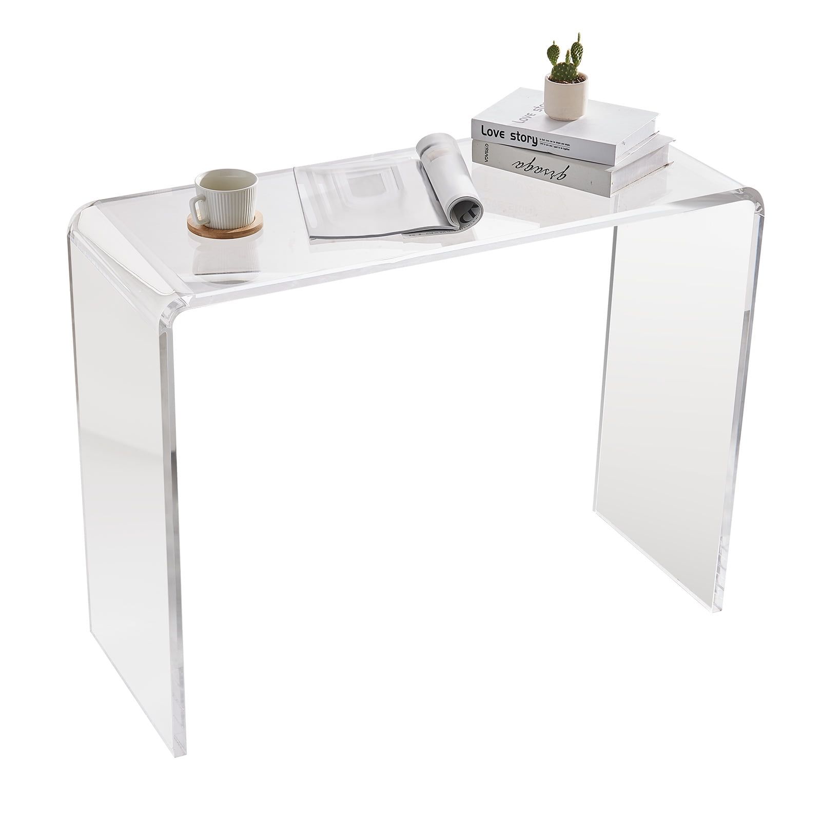 Bentism 38In Clear Acrylic Console Table, Transparent U-Shape Side Table For Living Room, Dining ... in Unpacking the ENJ61038/ENJ61039 Acrylic End Table Set Your Guide to Style and Function