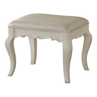 Benzara Bm185705 Wood &amp; Leatherette Vanity Stool With Padded Seat ... inside The Role of Mirror Accents in the Benzara BM233878 Bench