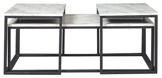 Benzara Bm226510 3 Piece Occasional Table Metal Frame, Marble Top ... inside Marble Top Table Sets Understanding Their Unique Beauty