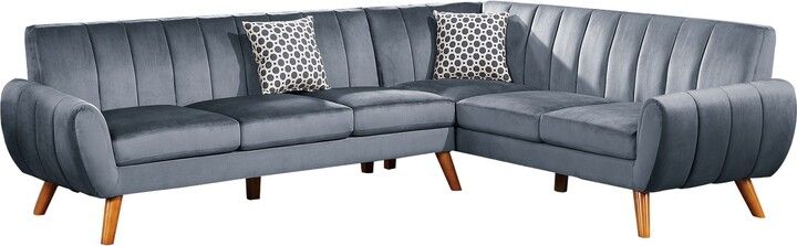 Benzara Lynn 2 Piece L Shaped Sectional Sofa, Vertical Tufting, Velvet, Slate Blue - Shopstyle with Benzara Bm286362 L Shaped Sectional Sofa, Vertical Tufting, Velvet, Taupe Brown
