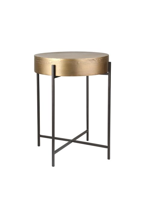 Benzara Metal Accent Table With Round Top And Tubular Base, Gold And ... pertaining to Benzara Bm158793 Fabric Bench With Metal Tubular Base, Gold And Black