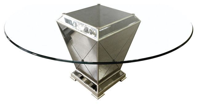 Best Master Round Glass Dining Table In Mirror Base With Bronze ... in Modern Designer Dining Table With Mirror Base