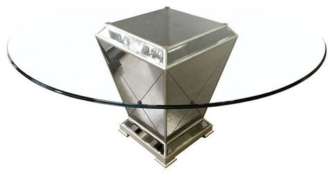 Best Master Round Glass Dining Table In Mirror Base With Bronze ... in Modern Designer Dining Table With Mirror Base