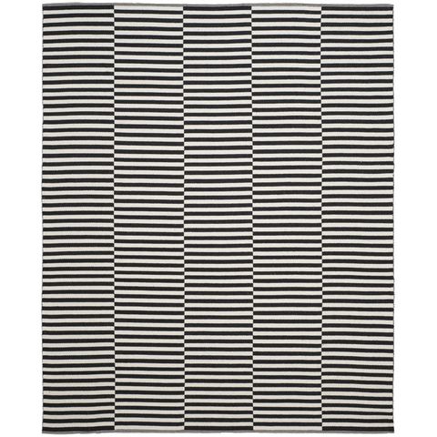 Birch Lane™ Ilona Striped Handmade Flatweave Cotton Ivory/Black Area ... regarding Flatweave Cotton Area Rug Black And Ivory Trellis Design Handmade