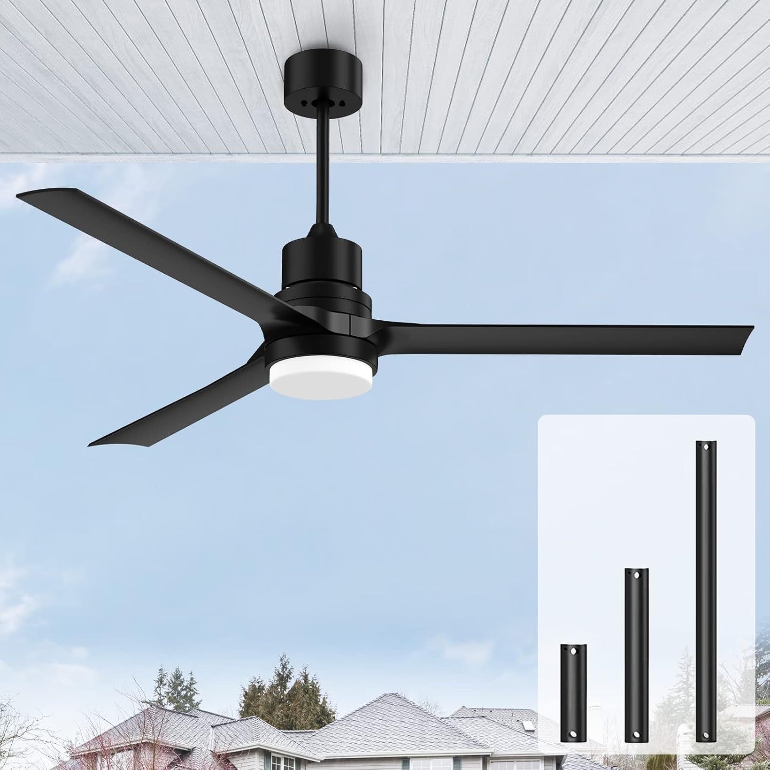 Biukis Black 60-Inch Modern Ceiling Fans With Lights,Remote Control ... with Modern Outdoor Ceiling Fan For Minimalist Home