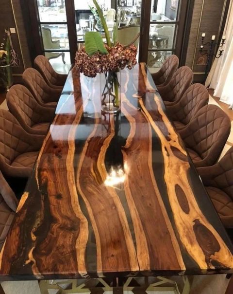 Black Epoxy Table Epoxy Wooden Table Epoxy Resin River Table Natural ... inside Custom Wood Dining Table With Epoxy Resin