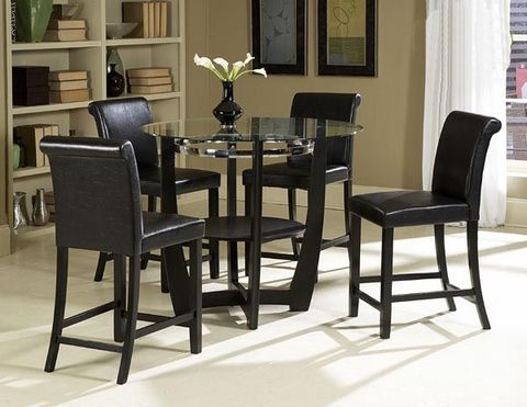 Black High Top Table Set Tiffany 3 Piece Dining Room Furniture | Echo ... pertaining to Black Gray Top Table Set 3 Piece Set