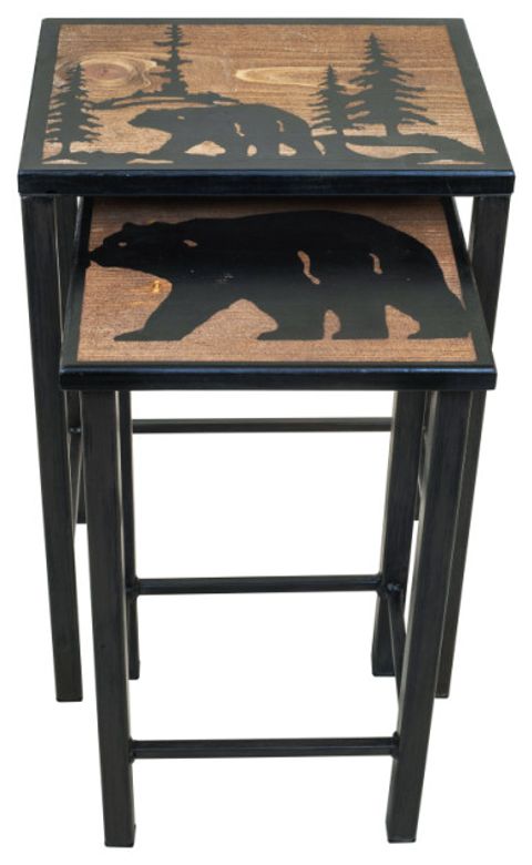 The Enduring Appeal of Black Iron and Stained Wood Nesting Table Sets