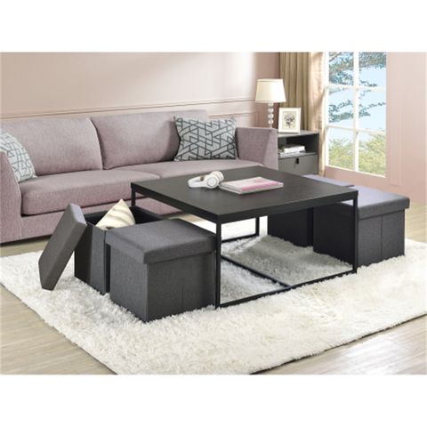 Black Wood Grain 5-Piece Coffee Table Set, Includes 1 Coffee Table And ... throughout Creating a Cozy and Organized Living Room with a Black 5-Piece Coffee Set